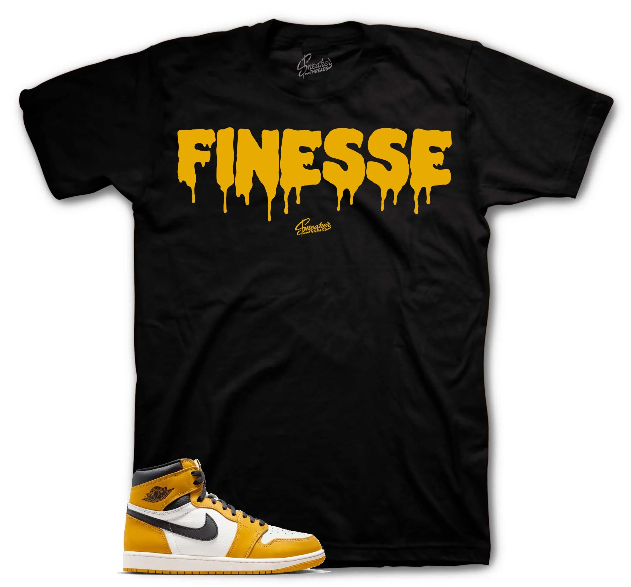 Retro 1 Yellow Ochre Shirt - Finesse - Black