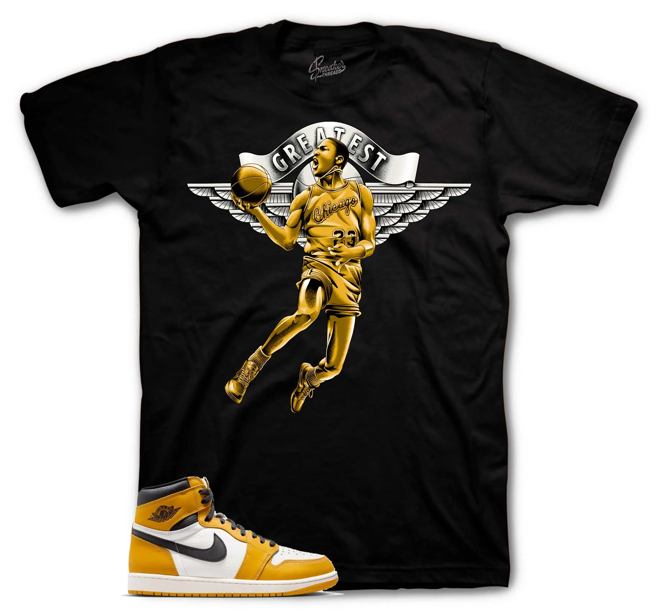 Retro 1 Yellow Ochre Shirt - Greatest - Black