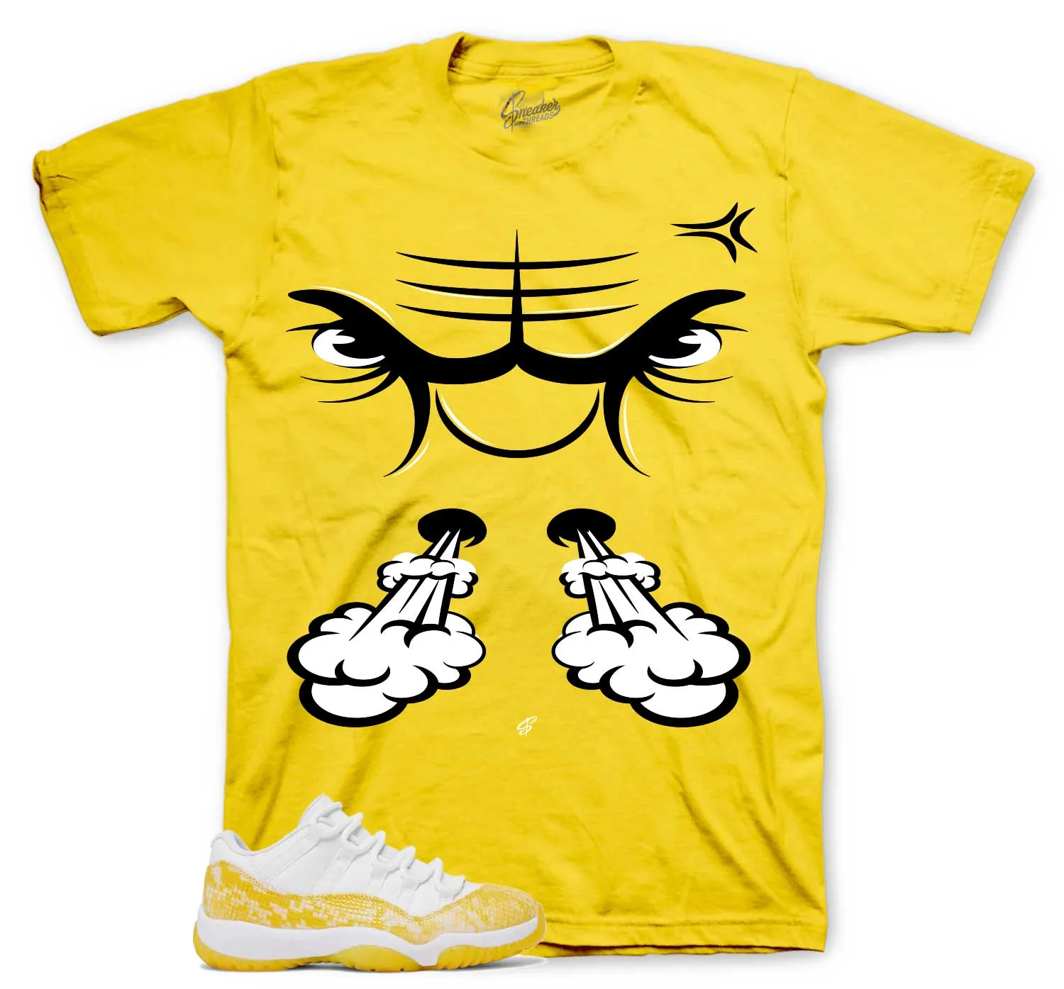 Retro 11 Yellow Snakeskin Shirt - Raging Face - Yellow