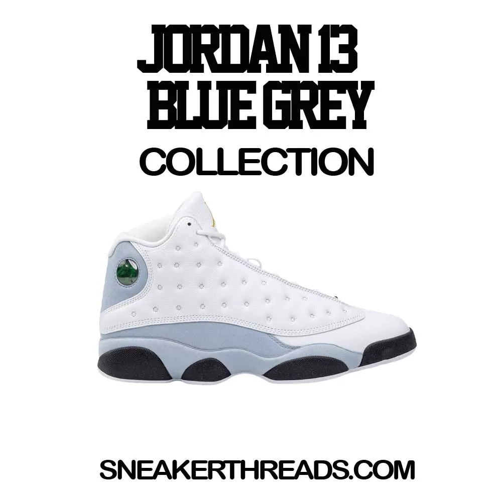 Retro 13 Blue Grey Shirt - Greatness Cross - Light Blue