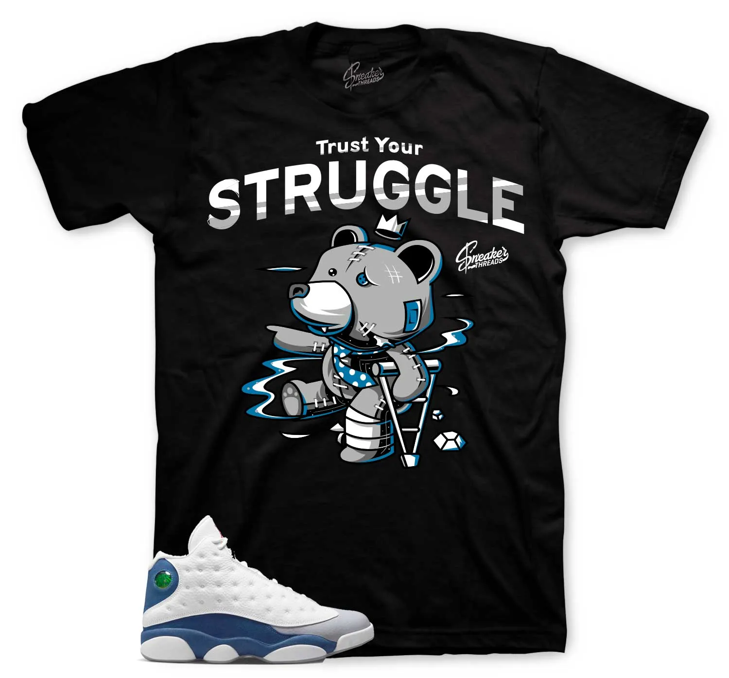 Retro 13 French Blue Shirt - Trust Your Struggle - Black