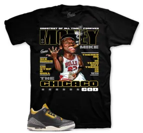 Retro 3 Cement Gold Shirt - Money Mike - Black