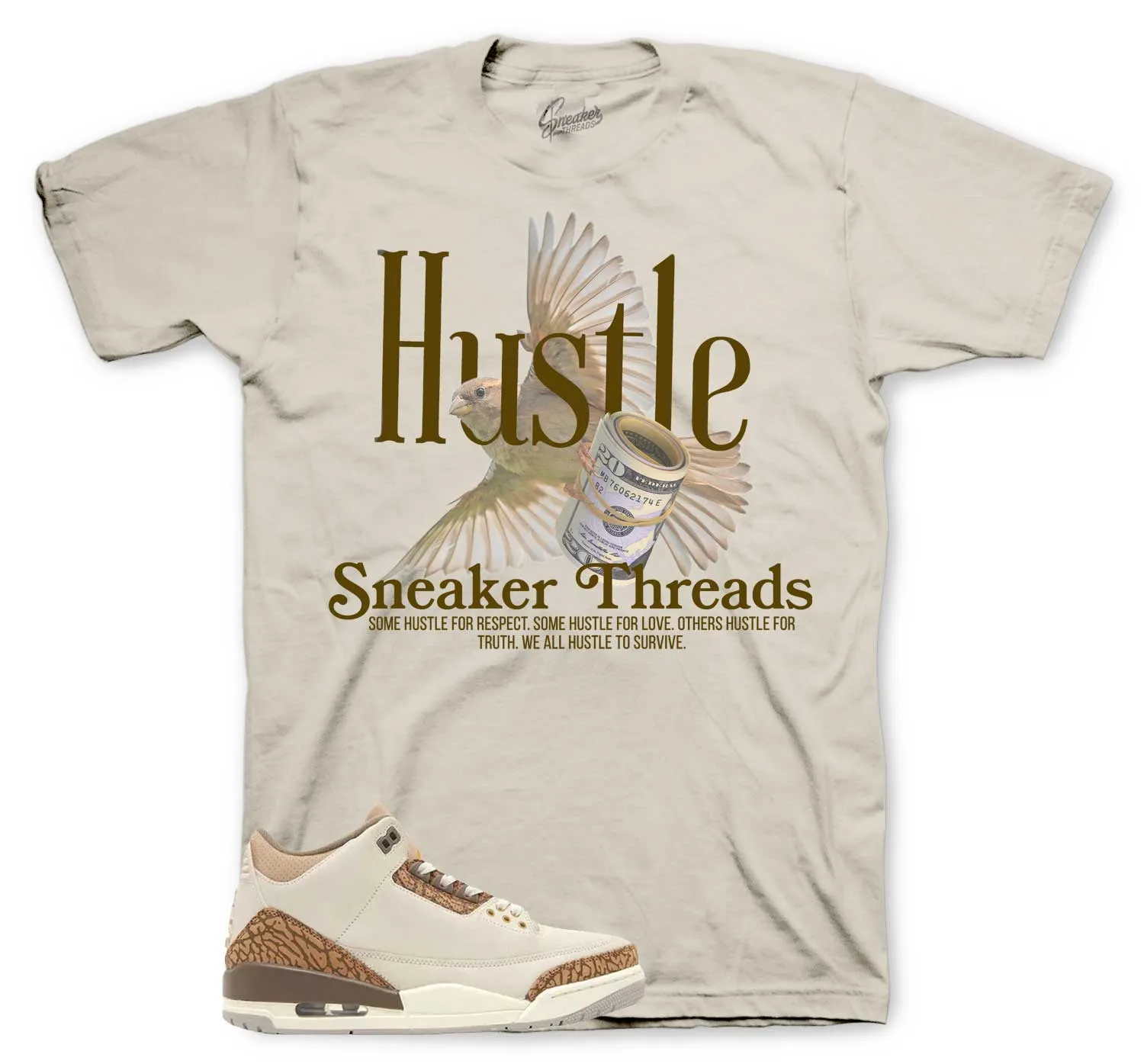 Retro 3 Palomino Shirt - Hustle Bird - Sand