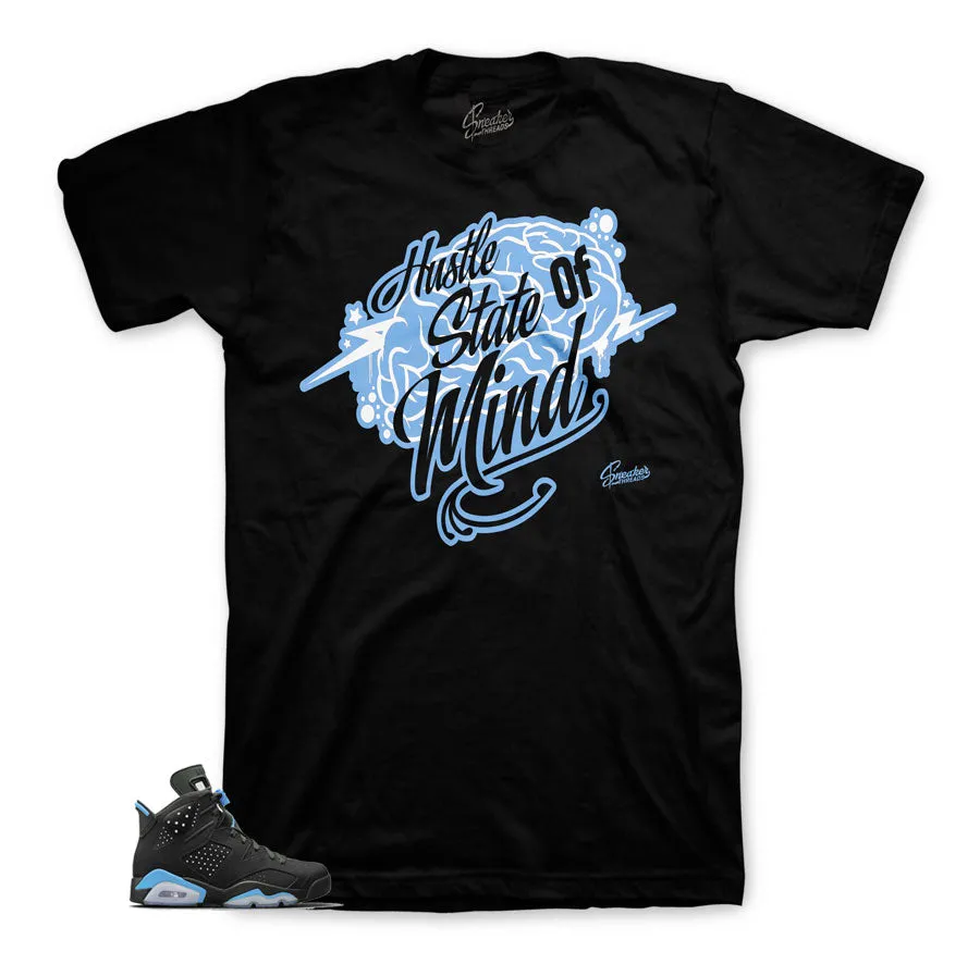 Retro 6 University Blue Shirt - Hustle State Of Mind - Black