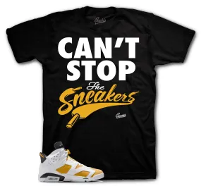 Retro 6 Yellow Ochre Shirt - Can't Stop The Sneakers - Black