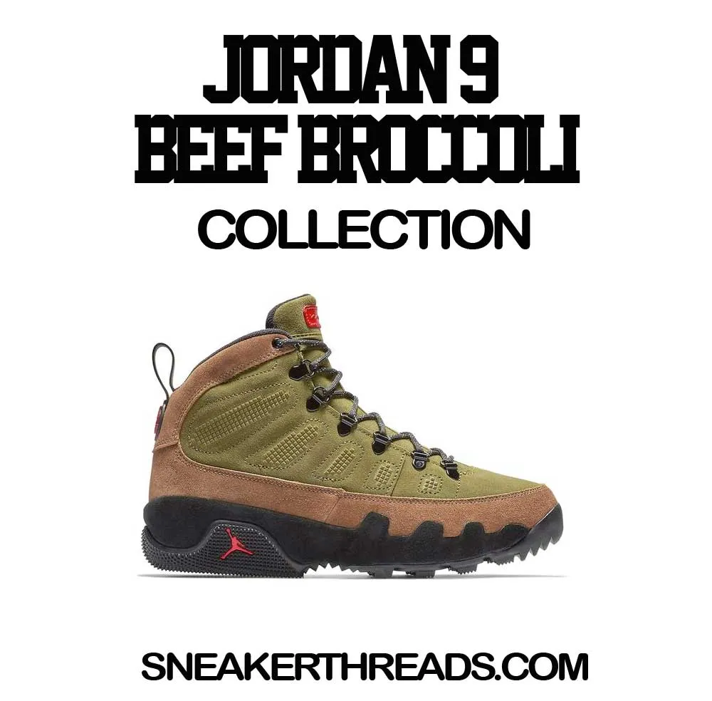 Retro 9 Beef And Broccoli Shirt - ST Logo - Military Green