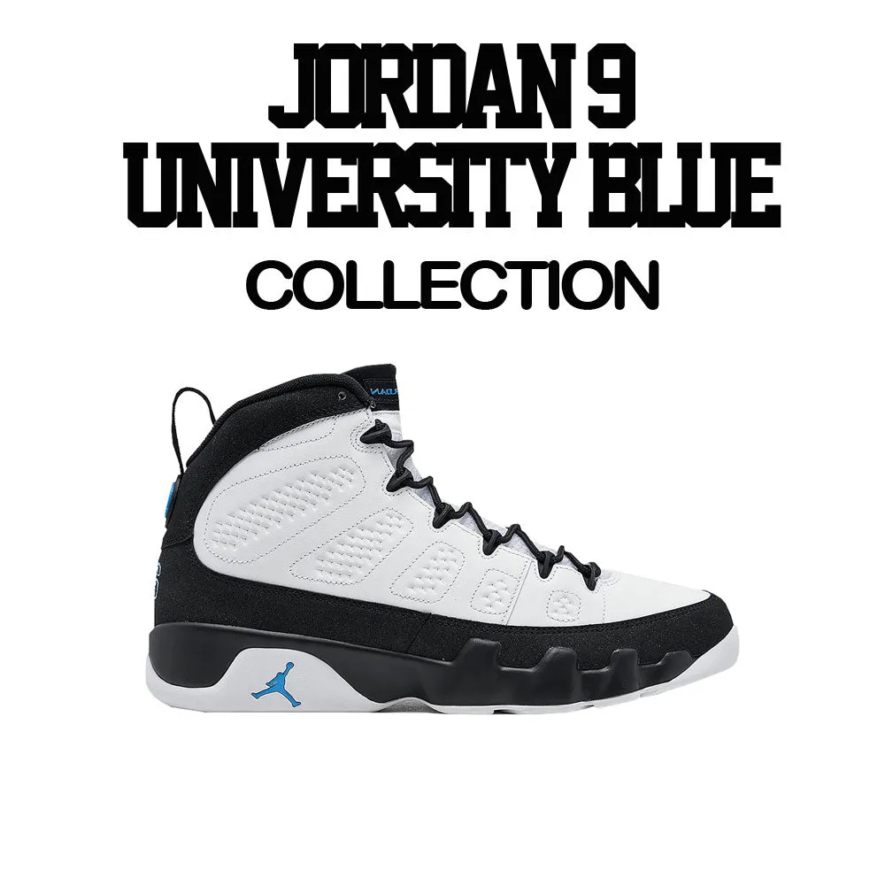 Retro 9 University Blue Shirt - Repeat - White