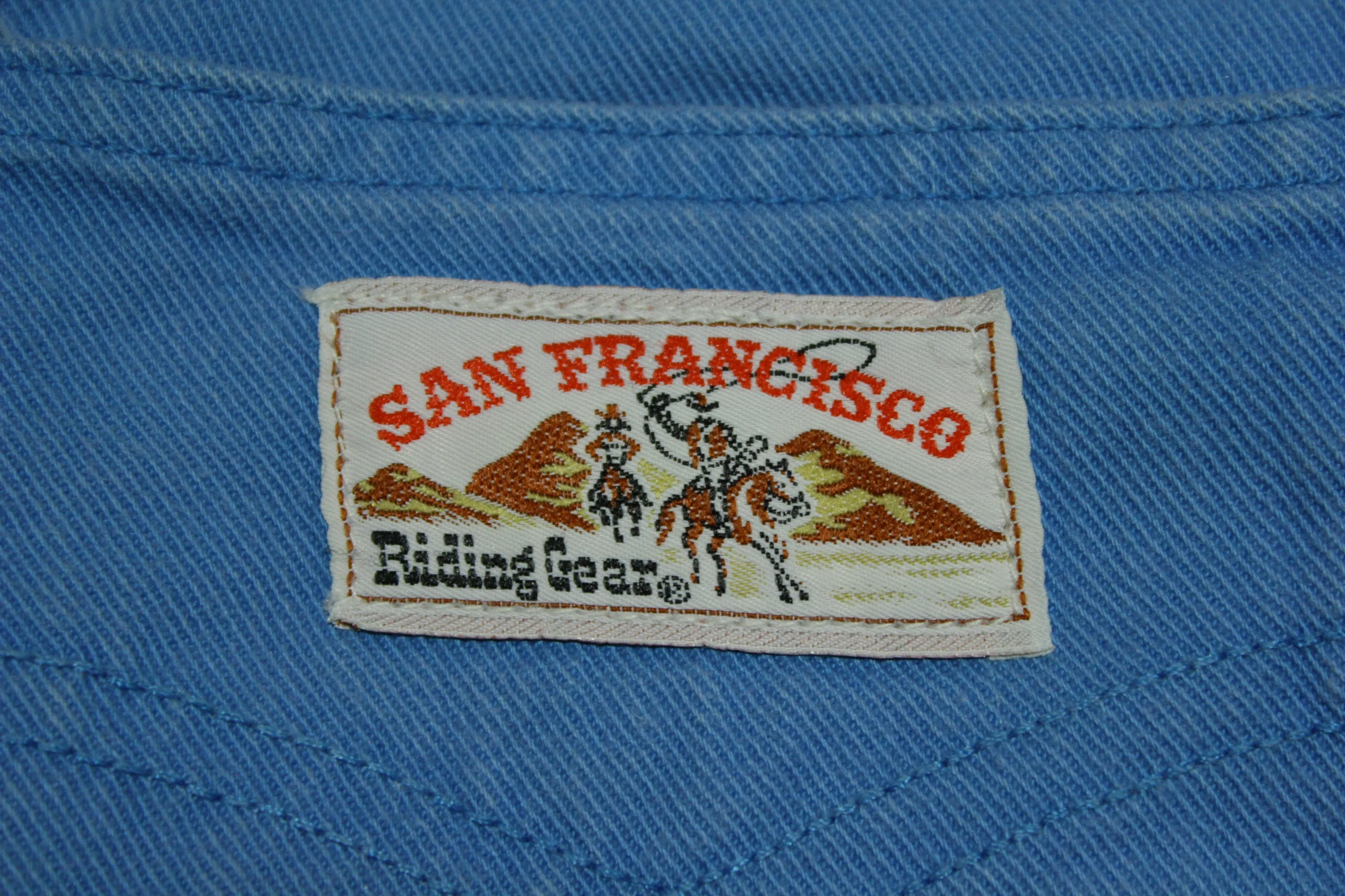 San Francisco Riding Gear Vintage 70's Baby Blue Wide Leg Utility Pocket Denim Jeans