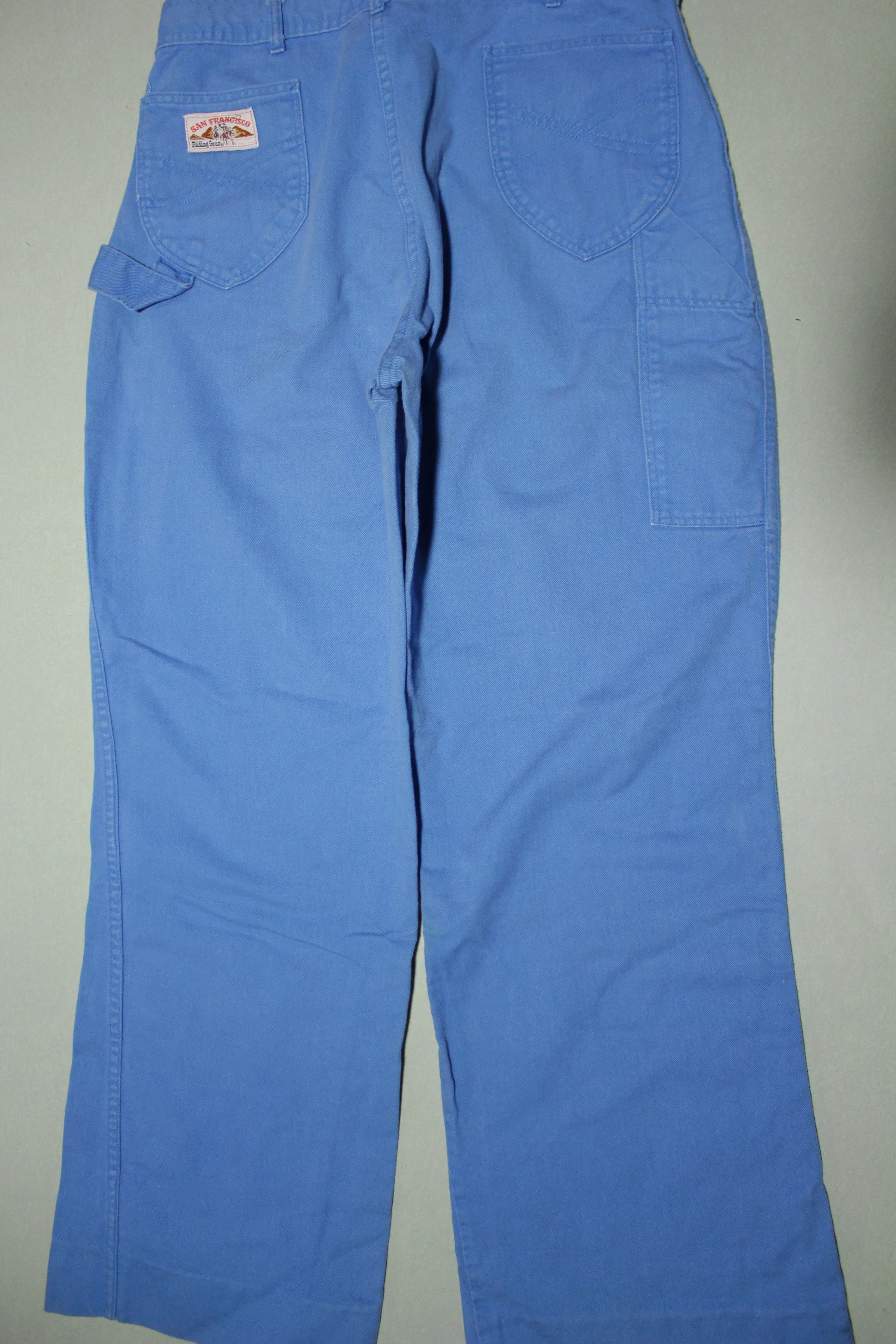 San Francisco Riding Gear Vintage 70's Baby Blue Wide Leg Utility Pocket Denim Jeans