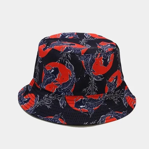 Sea Animal Print Double-sided Fisherman Cap