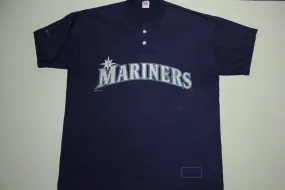 Seattle Mariners 1996 Vintage 90's Henley Button Up Baseball Spellout T-Shirt