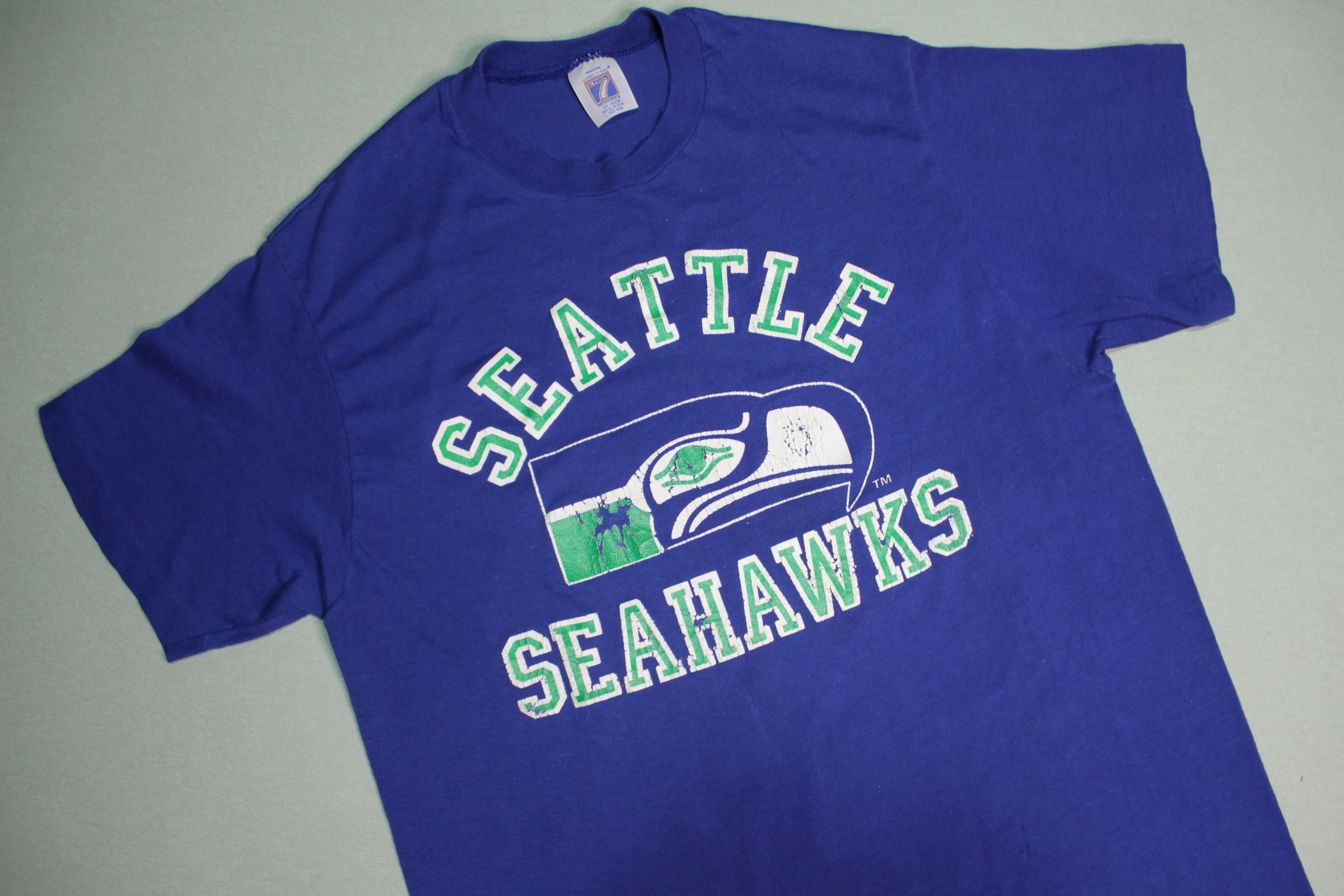 Seattle Seahawks Vintage 80's Logo 7 Made in USA Single Stitch T-Shirt