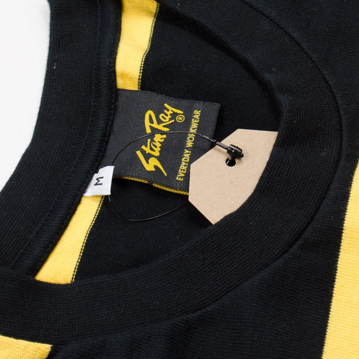 Stan Ray - Football T-shirt - Revival Black / Book Yellow Stripe