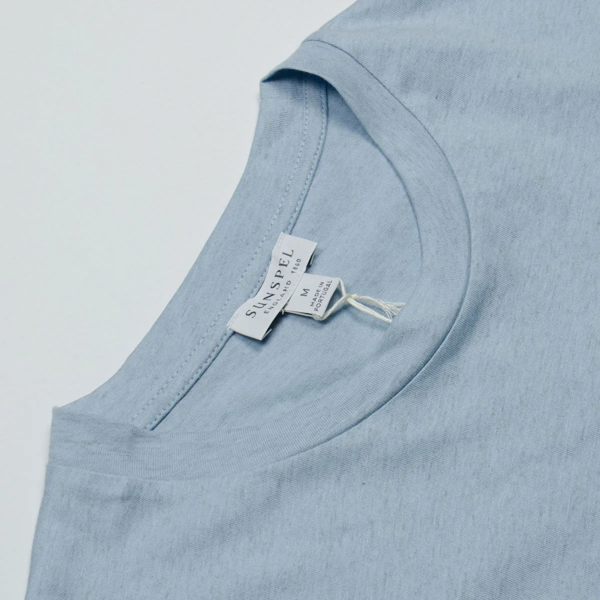 Sunspel - Short Sleeve Riviera Crew Neck T-shirt - Blue Jean Melange