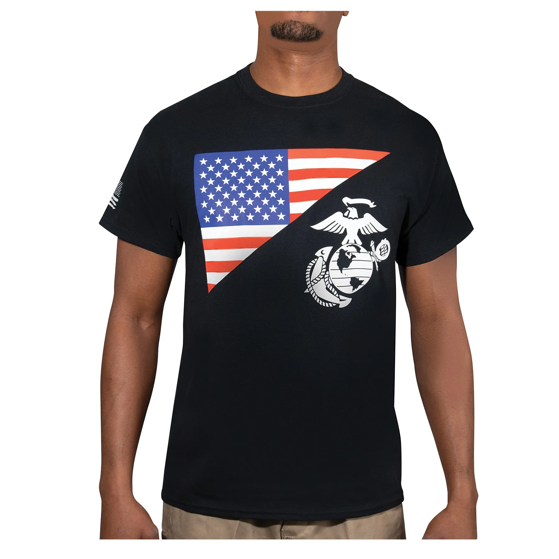 T-Shirt: US Flag and Marine Corps Eagle, Globe, & Anchor