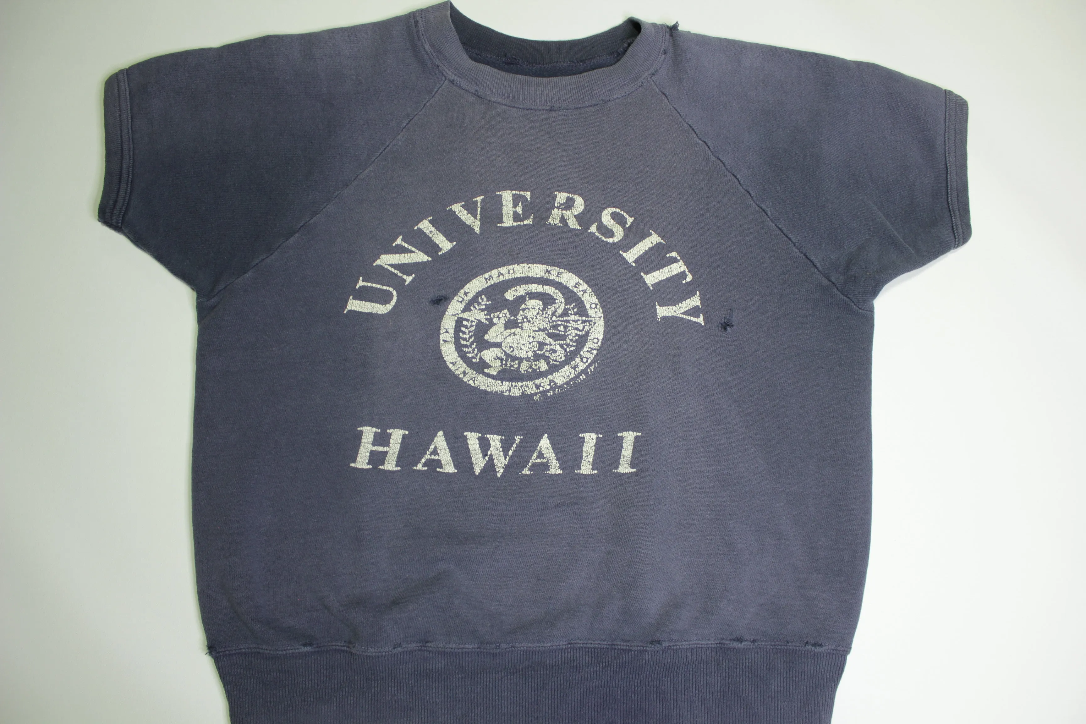 University of Hawaii Vintage 60's Short Banded Sleeve Crewneck Collegiate Sweatshirt