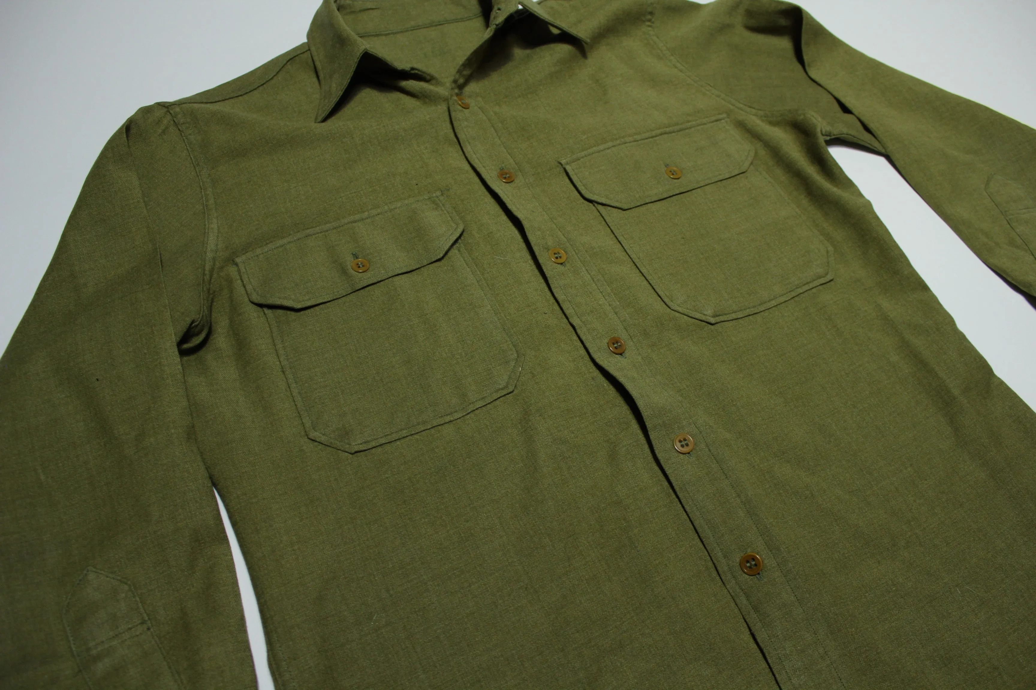 US ARMY WW2 M37 Wool Vintage 1940's Field Service Military Shirt With Brown Buttons