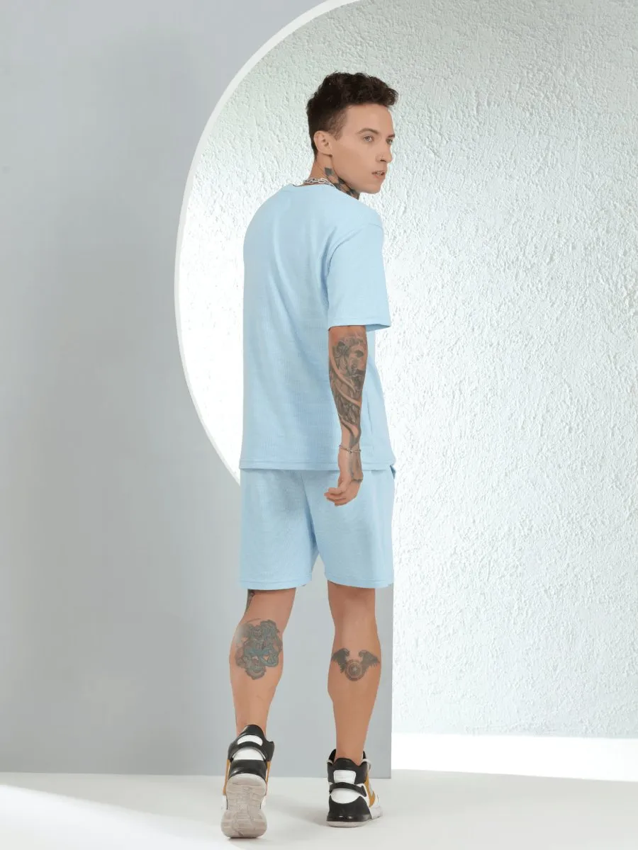 Waffle Oversized Ice Blue Co-ords