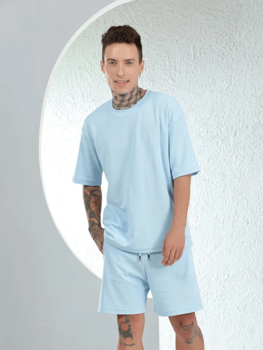 Waffle Oversized Ice Blue Co-ords