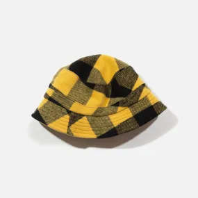 Wool Blend Check Bucket Hat - Black / Yellow