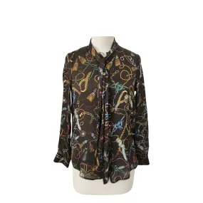 ZARA Brown Chain-print Top | Pre Loved |