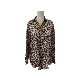 ZARA Cheetah Print Satin Collared Shirt | Gently Used |