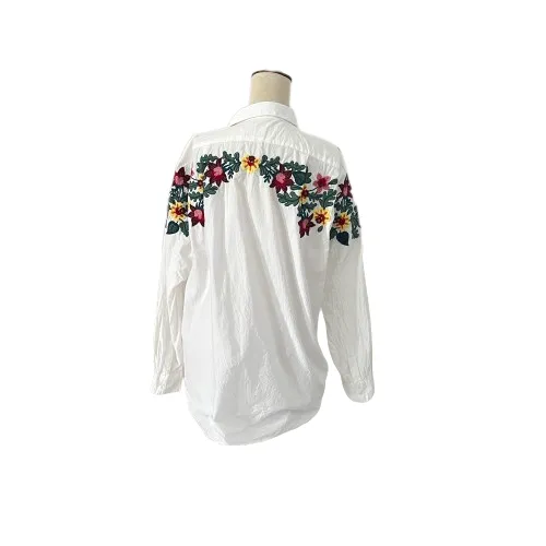 ZARA White Foral Collared Shirt | Pre Loved |